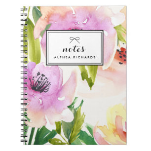 Carnet Aquarelle violette Lys Floral Personnalisé