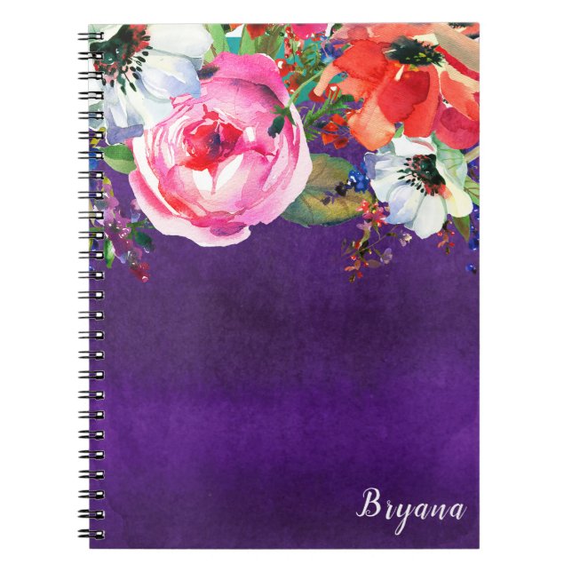 Carnet Aquarelle vive Floral Purple Party Chic Personnali (Devant)