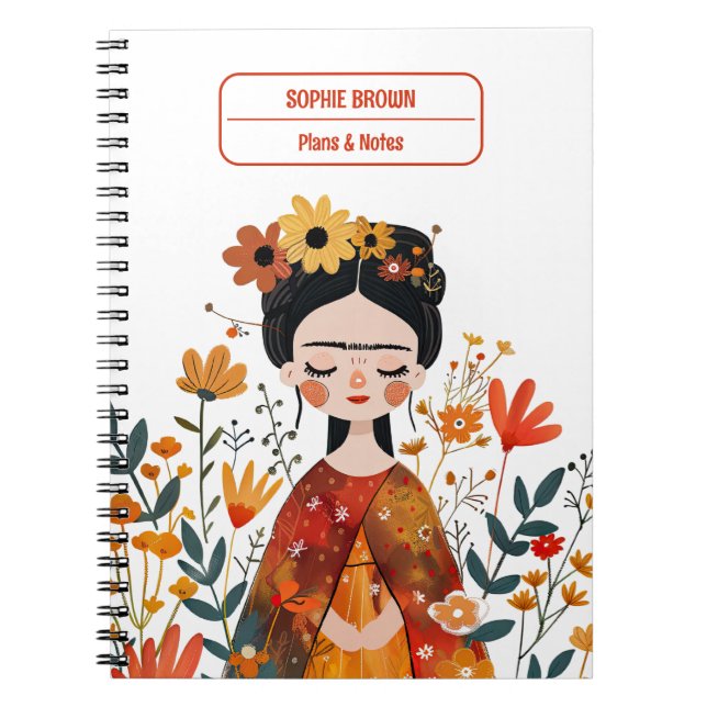 Carnet Aquarelle Whimsical Frida Kahlo avec nom (Devant)
