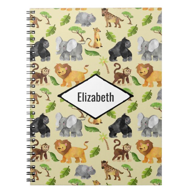 Carnet Aquarelle Wild Animal Safari Jungle Motif (Devant)