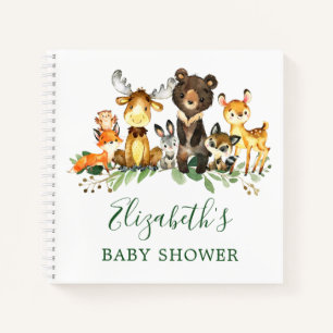 Carnet Aquarelle Woodland Animaux Baby shower Liste cadea