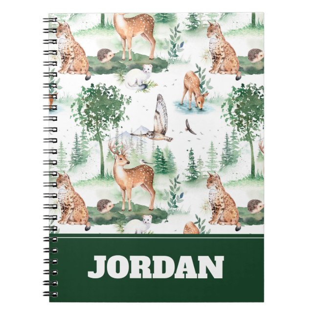 Carnet Aquarelle Woodland Baby Motif animal (Devant)