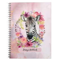 Aquarelle Zèbre et couronne florale