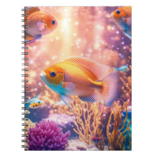 Carnet Aquarium coloré en Rose Pastel lumineux et brillan