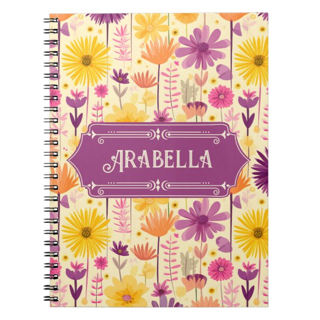 Carnet Arabella en cascade moderne modèle floral (Devant)