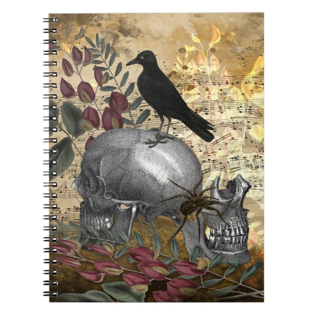 Carnet Araignée crâne corbeau Vintage (Devant)
