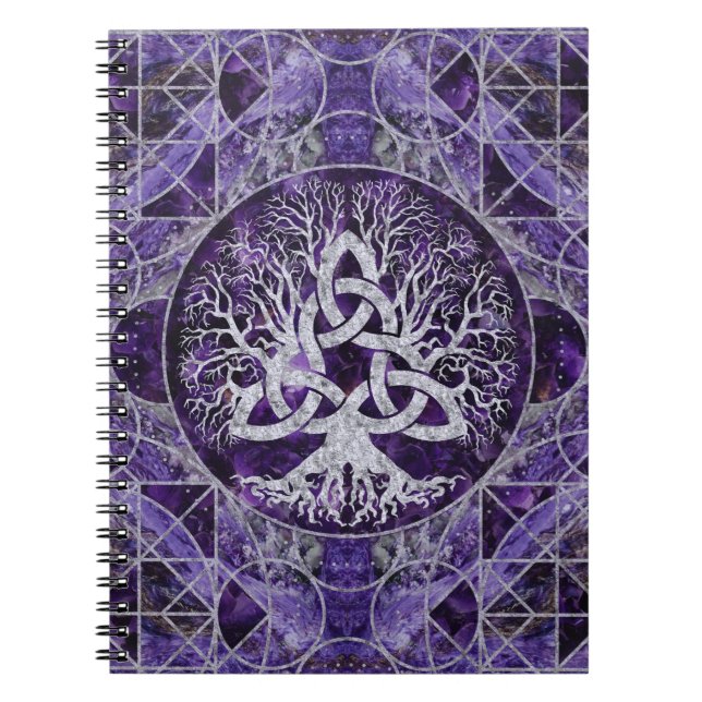 Carnet Arbre de la vie avec l'améthyste et l'argent de (Devant)