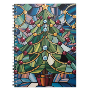 Carnet Arbre de Noël en verre coloré de style Tiffany
