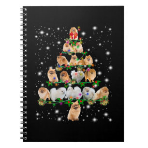 Carnet Arbre De Noël Poméranien Couvert De Lampe De Feu