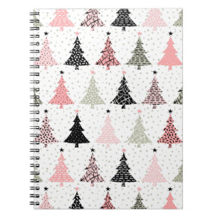 Carnet Arbre de Noël rose et vert avec Arrière - plan bla