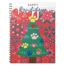 Arbre de Noël rouge aux pattes ornementées