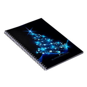 Carnet arbre de Noël stylisé SlipperyJoe bleu brillant s