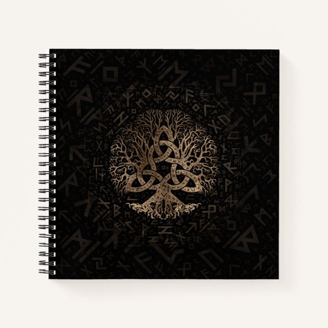 Carnet Arbre de vie avec Triquetra sur le motif Futhark (Devant)