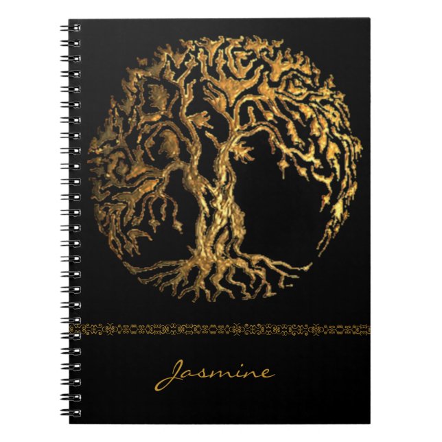 Carnet Arbre de vie Mehndi (Or) (Devant)