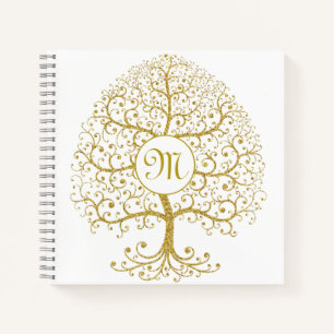 Carnet Arbre de vie Monogramme Or moderne Luxe