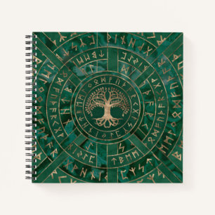 Carnet Arbre de vie - Yggdrasil et Futhark - Malachite