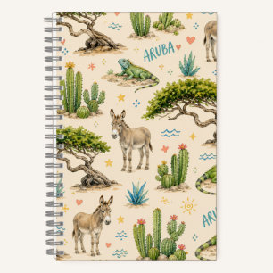 Carnet Arbre divi d'Aruba, âne, iguane, cactus