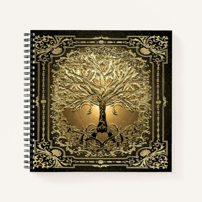 Carnet Arbre d'or de la vie Ancien Rustique (Devant)