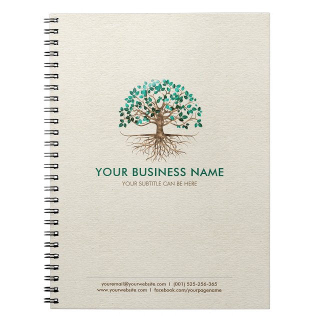 Carnet Arbre doré de la vie - Yggdrasil - Feuilles malach (Devant)