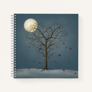 Carnet Arbre en forme de coeur mélancolique sous la Plein