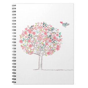 Carnet Arbre et oiseaux de floraison dans l'amour
