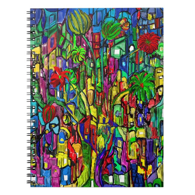 Carnet Arbre fleuri dans une mer de maisons. (Devant)