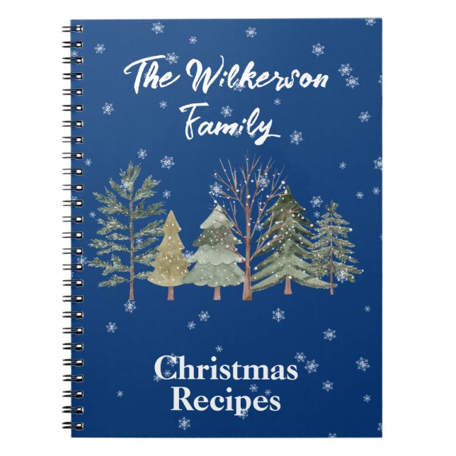 Carnet Arbres à l'aquarelle dans une forêt enneigée hiver (Devant)