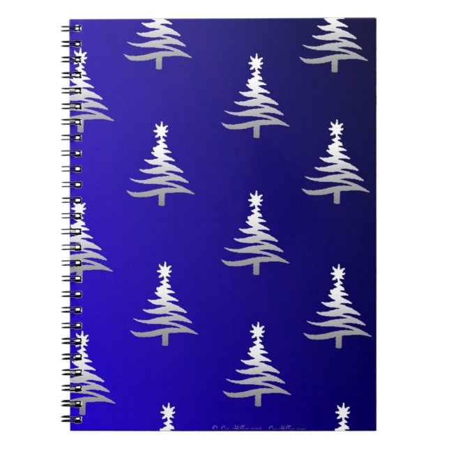 Carnet Arbres de Noël Argent sur Bleu Cobalt (Devant)