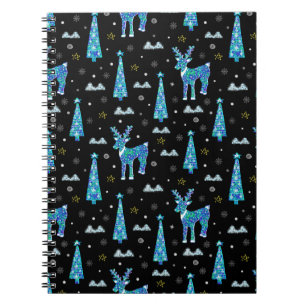 Carnet Arbres de Noël, flocons de rennes. Filille hiverna