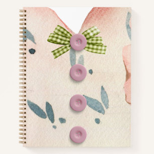 Carnet Arc écossais et bouton rose Kraft