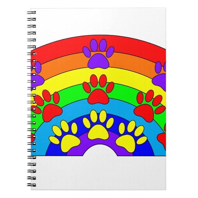 Carnet Arc-en-ciel avec Empreintes de pattes de chien (Devant)