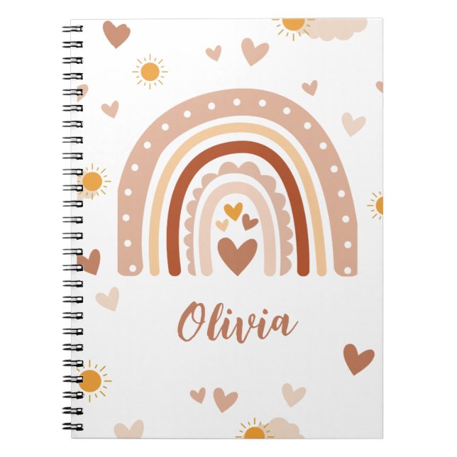 Carnet Arc en ciel Bohème personnalisé (Devant)