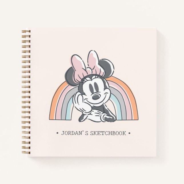 Carnet Arc-en-ciel de Minnie Mouse | Ajouter votre nom Es (Devant)