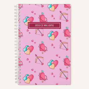 Carnet Arc et cœur de Cupidon mignon motif rétro amour