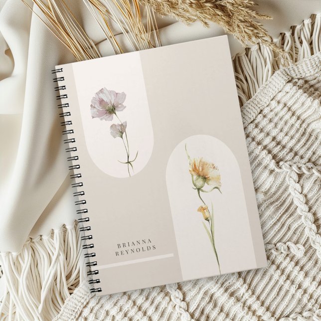 Carnet Arches simples Fleurs sauvages Boho sur Beige Neut (Créateur téléchargé)