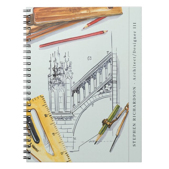 Carnet Architect Engineer Watercolor monogram (Devant)
