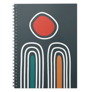 Carnet Arcs-en-ciel boho et soleil rouge dans un ciel ble