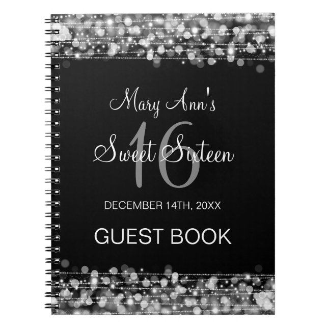 Carnet Argent d'étincelles de partie de Guestbook de (Devant)