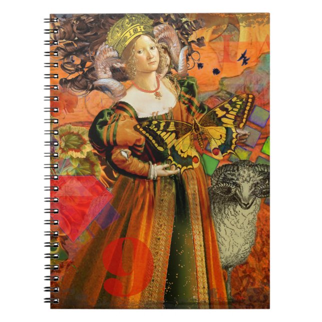 Carnet Aries Orange Woman : Collage d'art antique gothiqu (Devant)
