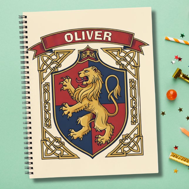 Carnet Armoiries au lion royal rampant avec entrelacs cel (Créateur téléchargé)