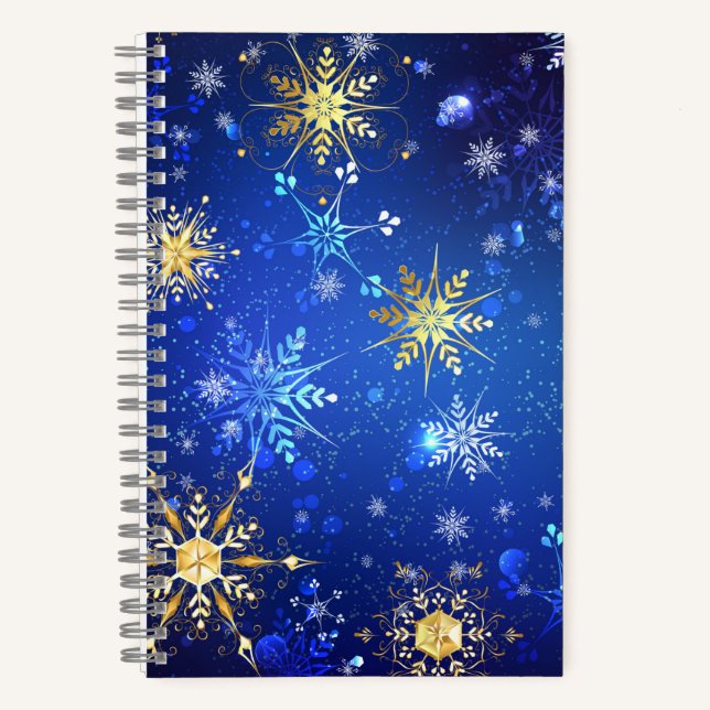 Carnet Arrière - plan Bleu XMAS avec des flocons de neige (Recto)