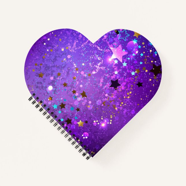 Carnet Arrière - plan de feuille violet avec étoiles (Devant)