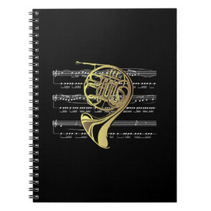 Carnet Arrière - plan de noir de ~ de musique du cor de