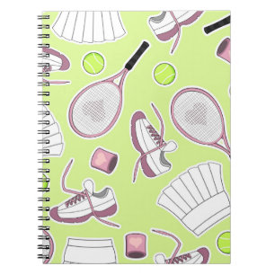 Carnet Arrière - plan de vert de motif de fille de tenni