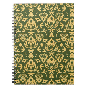 Carnet Arrière - plan floral en bois de motif de damassé