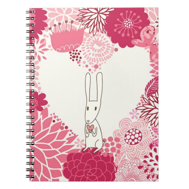 Carnet Arrière - plan floral romantique avec le lapin (Devant)