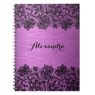 Carnet Arrière - plan métallique de dentelle vintage noir