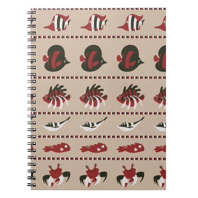 Carnet Arrière - plan sans couture avec vie marine - crab (Devant)