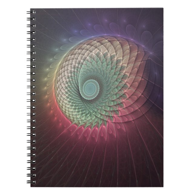 Carnet Art abstrait d'escargot coloré moderne fractal (Devant)