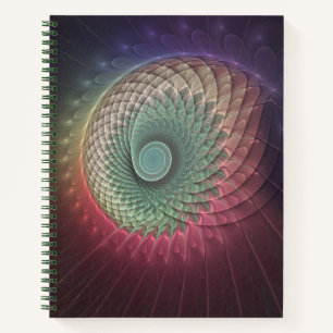 Carnet Art abstrait d'escargot moderne coloré fractal